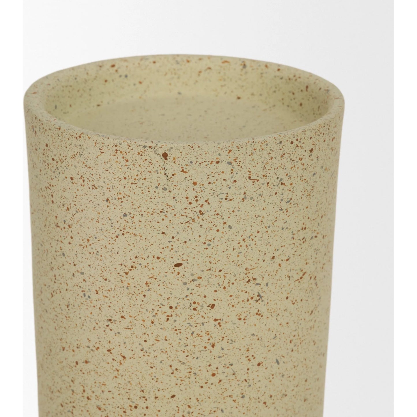 005 SI-2453165 | Closeup | Akira Textured Pillar Candle Holder by Mercana in beige. Made from metal in a transitional style.