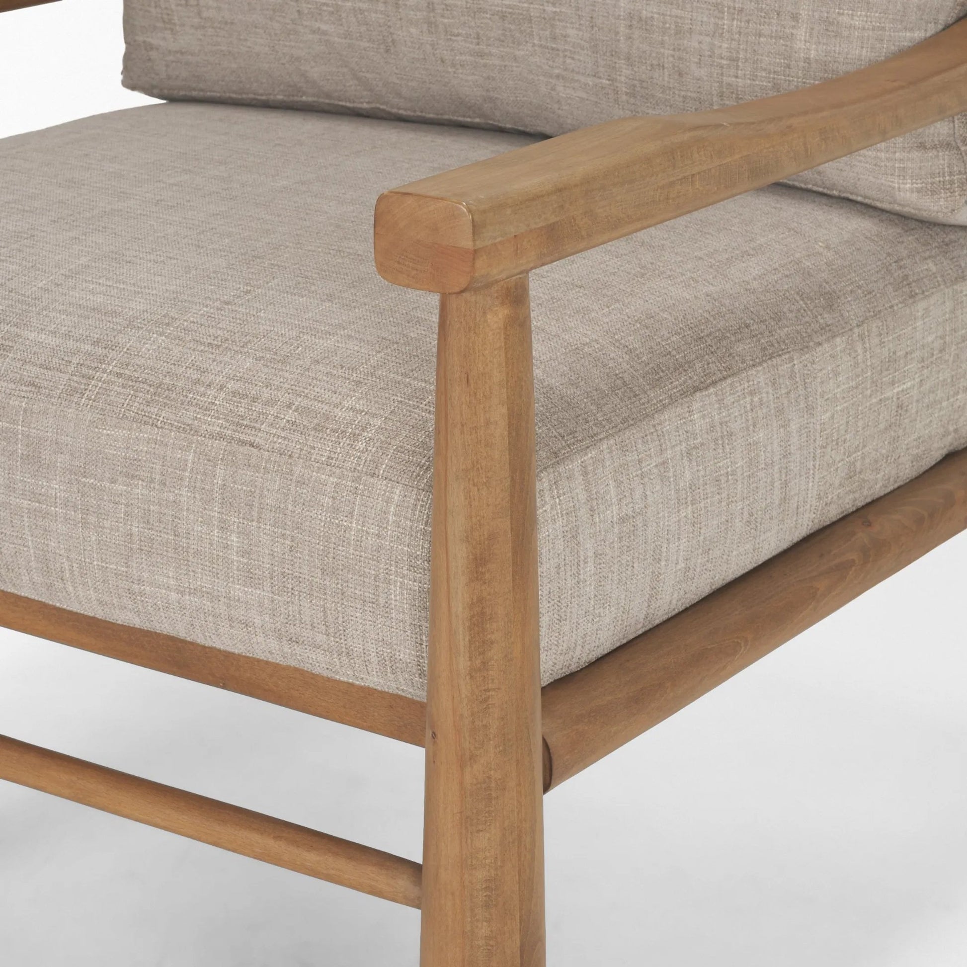 Witton Accent Chair by Mercana in gray, light brown. Made from solid wood in a transitional style.