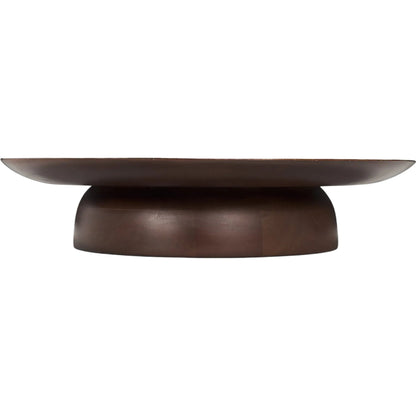 Sadira Mid-Dark Brown Round Riser by Mercana in medium brown. Made from solid wood in a unique style.