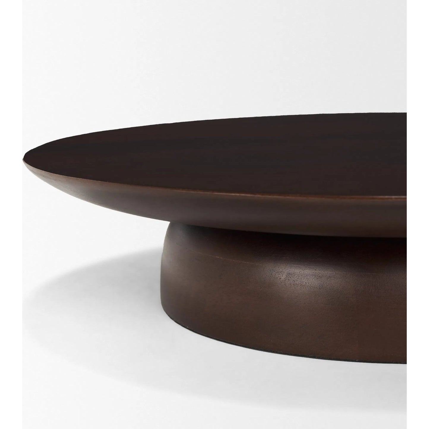 009 SI-2453289 | Closeup | Sadira Mid-Dark Brown Round Riser by Mercana in medium brown. Made from solid wood in a unique style.