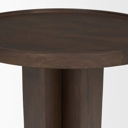 Cayson Accent Table by Mercana in dark brown. Made from solid wood in a traditional style.