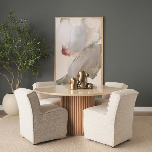 Marbrello Dining Table by Mercana in brown. Made from manufactured, stone in a unique style.