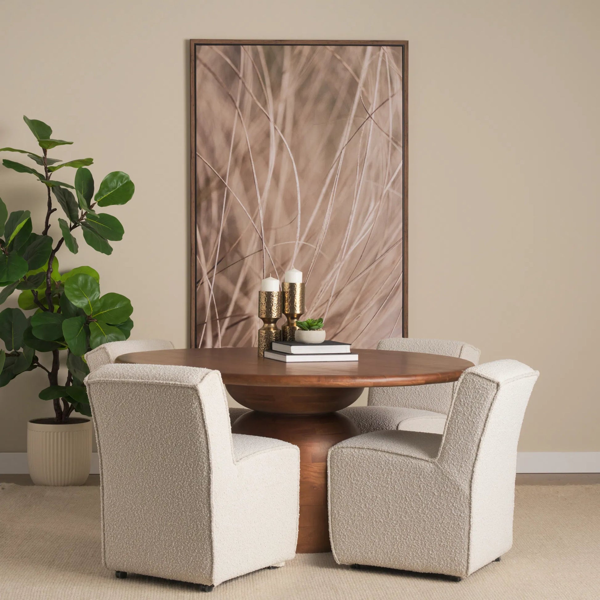 Akira Hammered Gold Pillar Candle Holder by Mercana in antiqued gold. Made from metal in a rustic style.