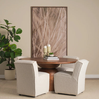 Akira Textured Pillar Candle Holder by Mercana in beige. Made from metal in a transitional style.