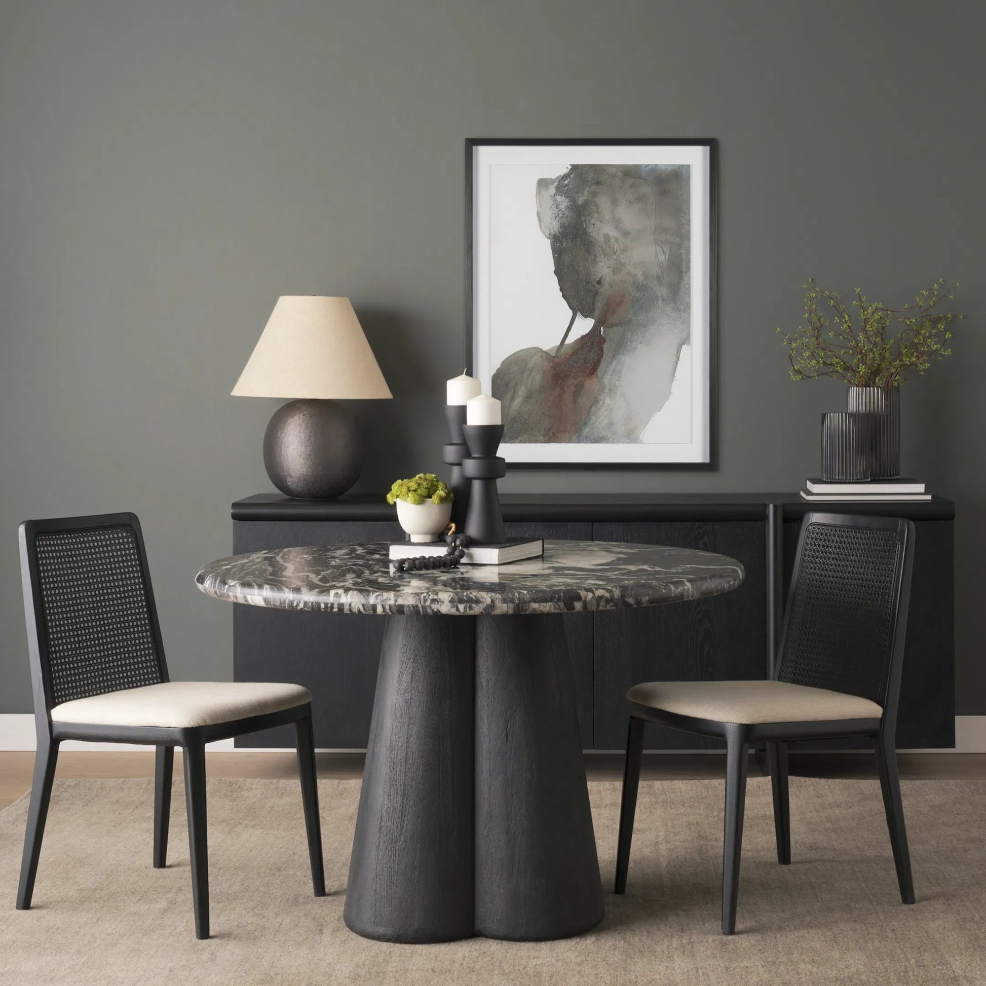 Marilyn Dining Table by Mercana in black. Made from solid wood in a modern style.