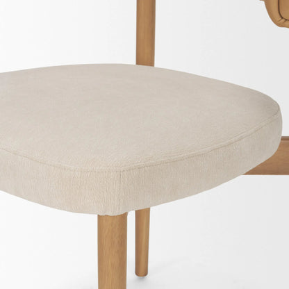 Motley Curve Leather Dining Chair (Set of 2) by Mercana in cream, brown. Made from solid wood in a transitional style.