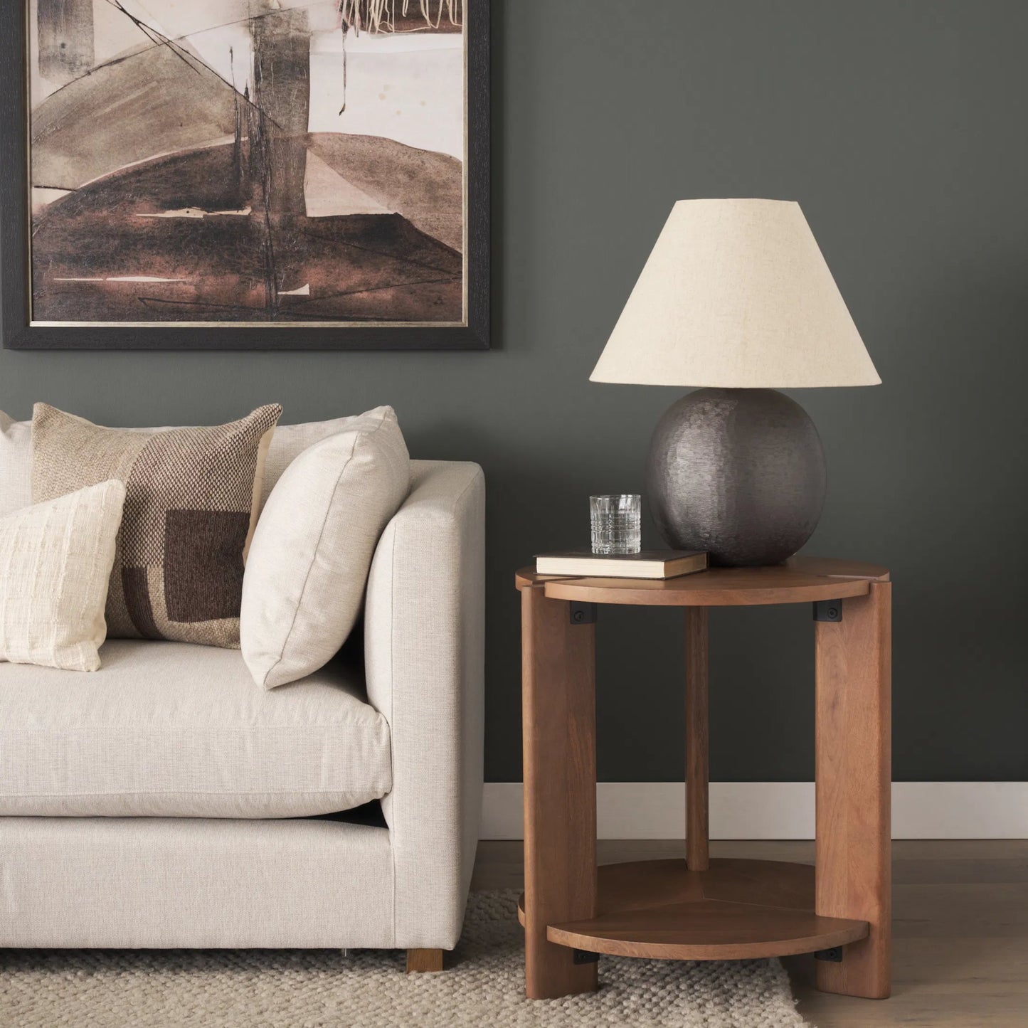 007 SI-2453212 | Lifestyle | Hisako Accent Table by Mercana in brown. Made from solid wood in a transitional style.