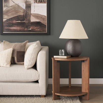 Hisako Accent Table by Mercana in brown. Made from solid wood in a transitional style.