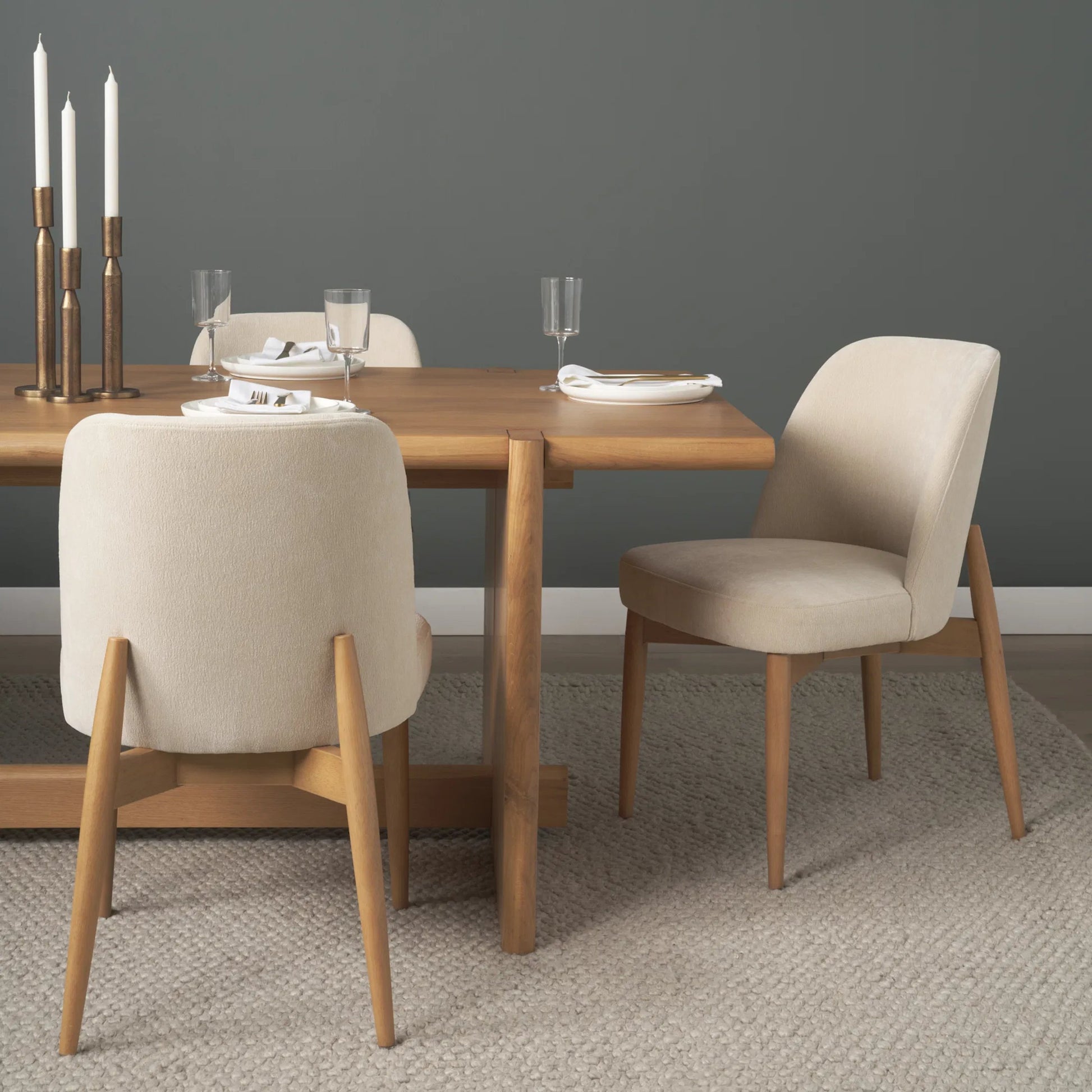 Abbie Curve Fabric Dining Chair (Set of 2) by Mercana. Made from solid wood in a transitional style.