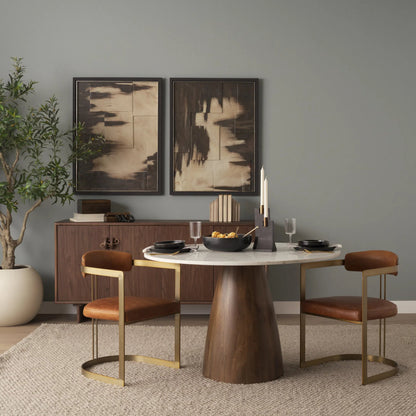 Hollyfield Leather Dining Armchair by Mercana. Made from metal in a traditional style.