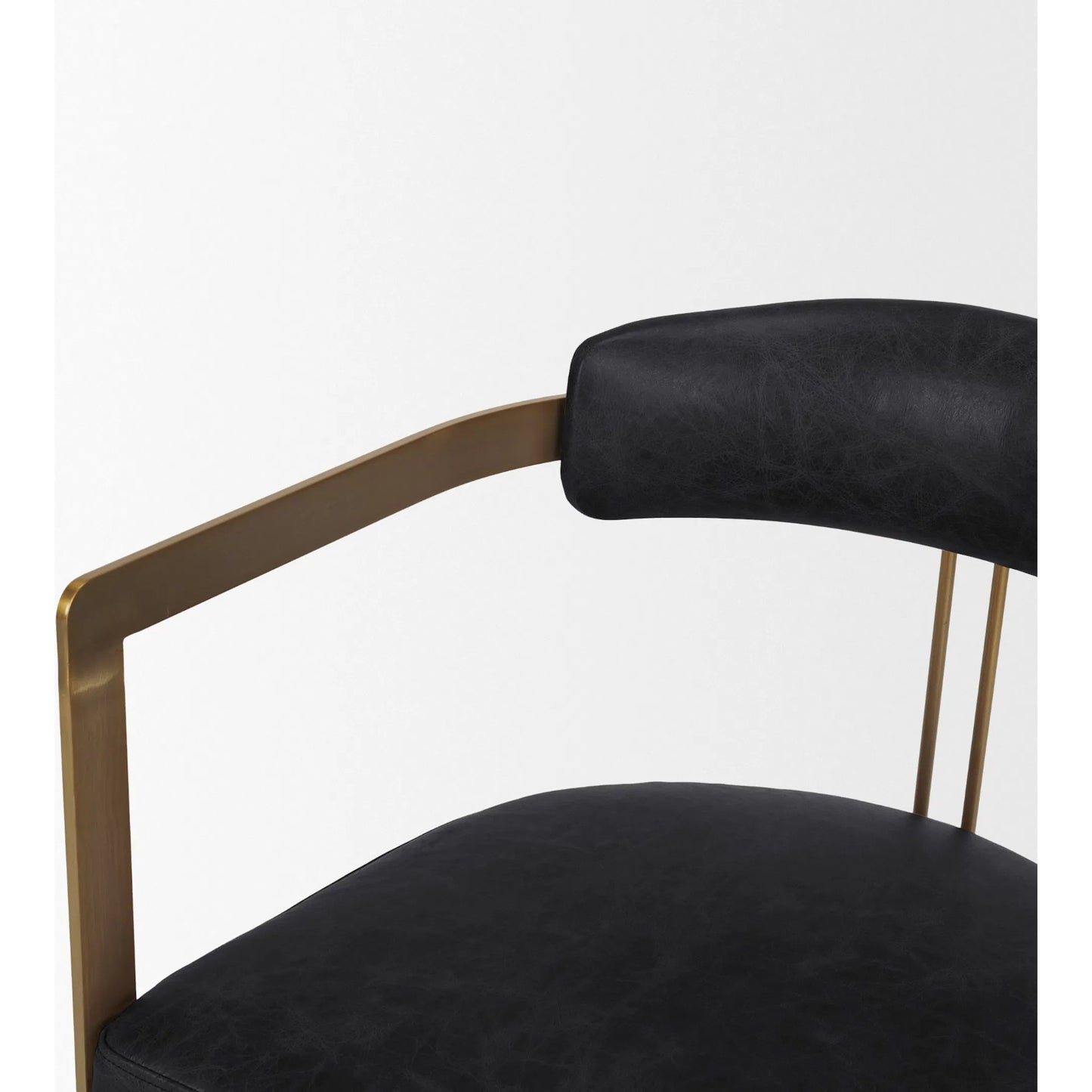 018 SI-2453217 | Closeup | Hollyfield Leather Dining Armchair by Mercana. Made from metal in a traditional style.