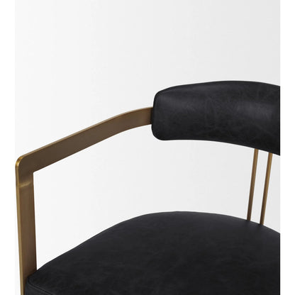 Hollyfield Leather Dining Armchair by Mercana. Made from metal in a traditional style.