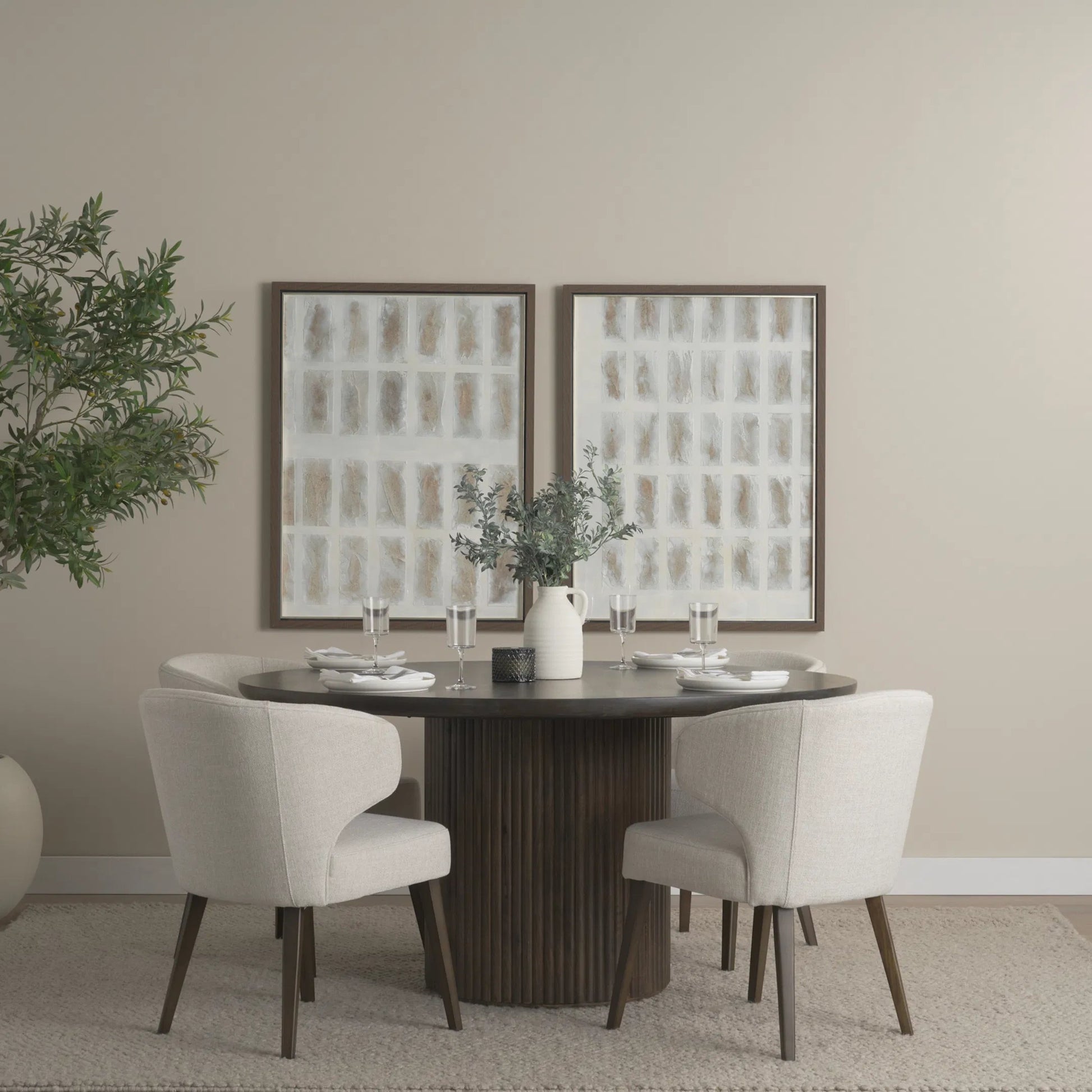 Terra Round Dining Table by Mercana. Made from solid wood in a traditional style.