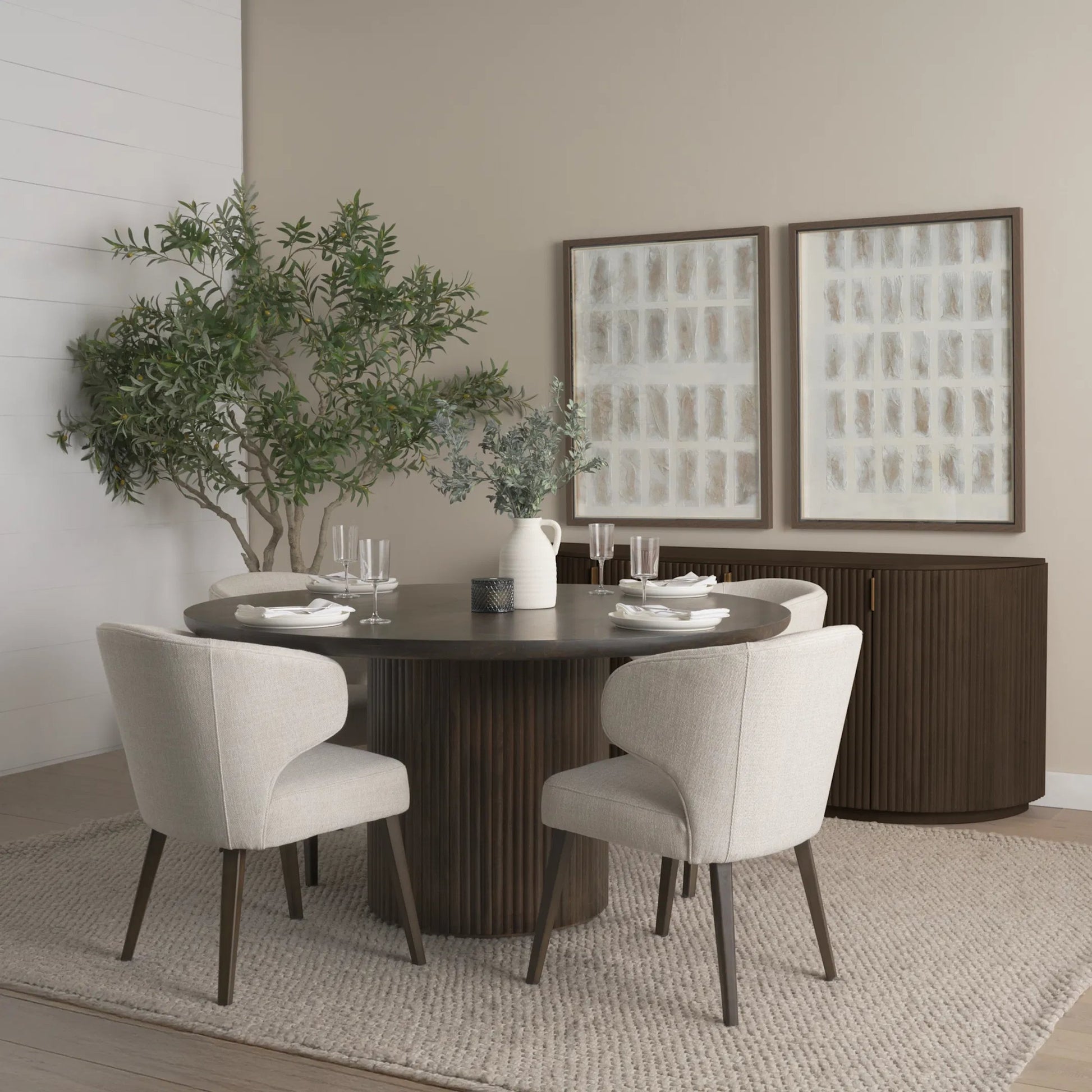 Terra Round Dining Table by Mercana. Made from solid wood in a traditional style.