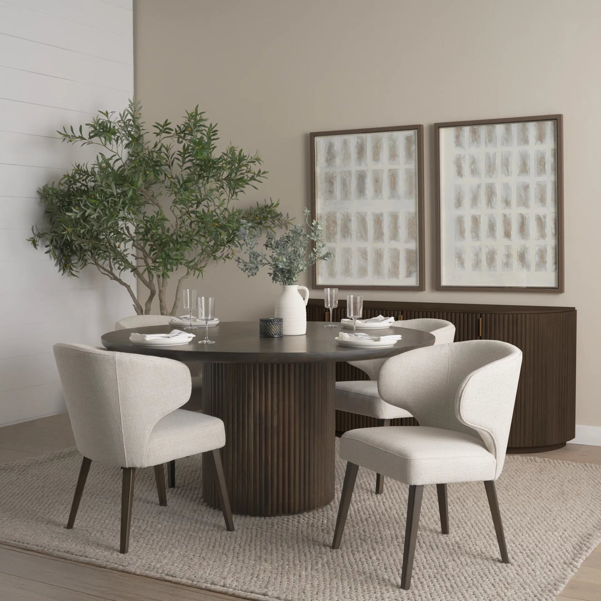 Terra Round Dining Table by Mercana. Made from solid wood in a traditional style.