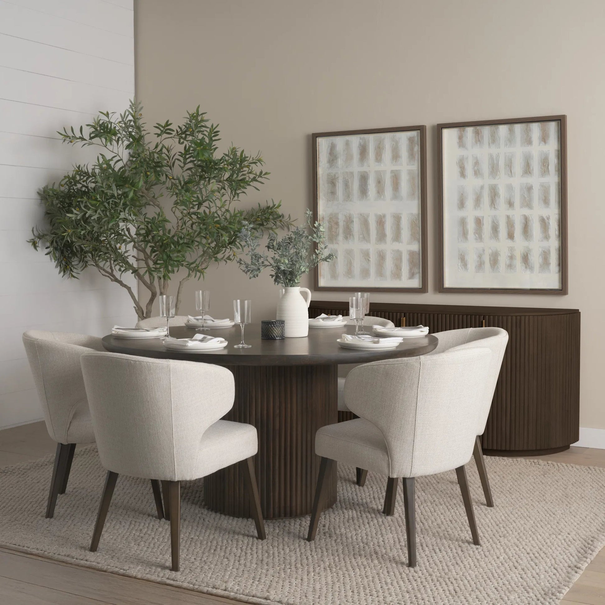 Terra Round Dining Table by Mercana. Made from solid wood in a traditional style.