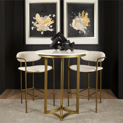Parker Upholstered Seat Counter Stool by Mercana in beige. Made from metal in a unique style.