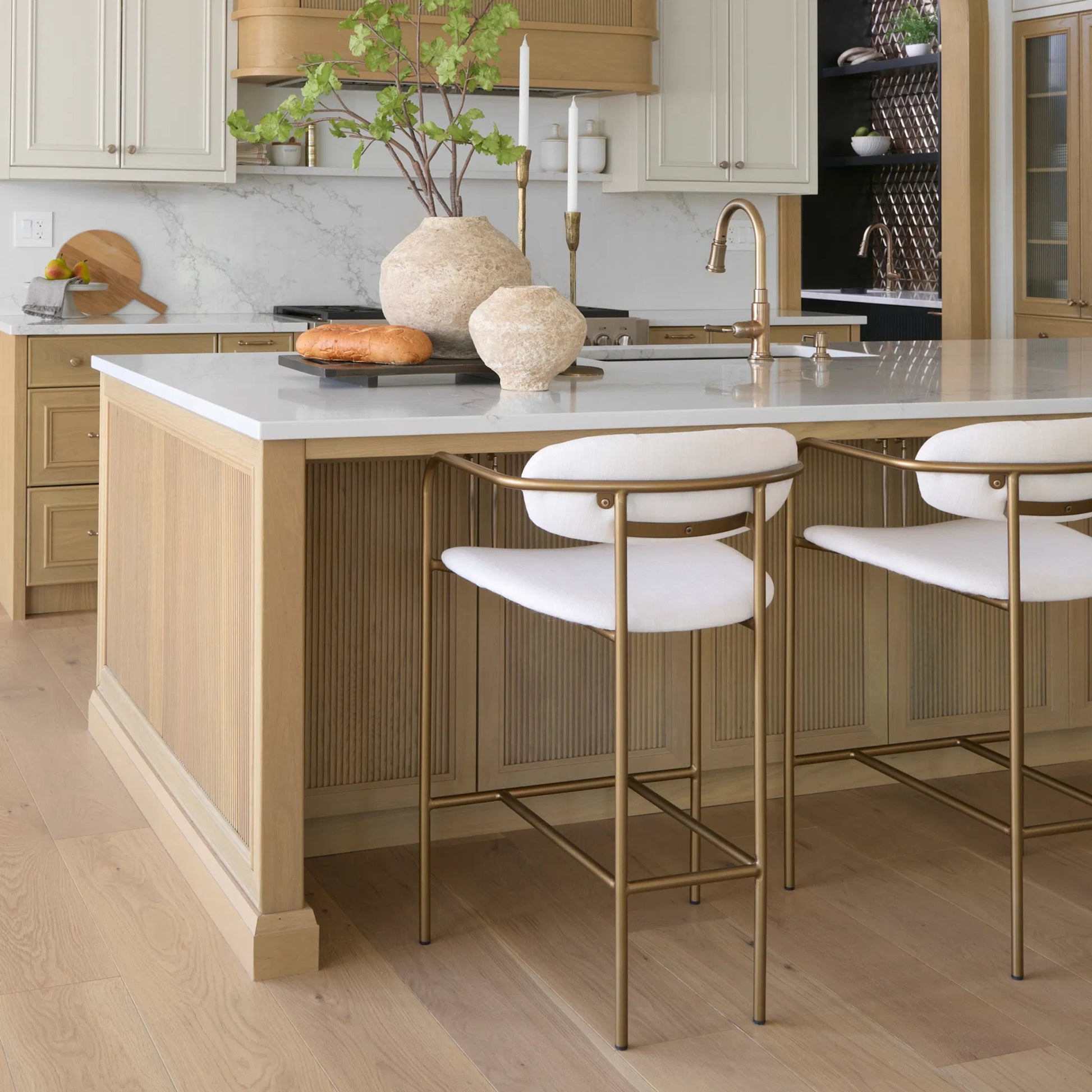 Parker Upholstered Seat Counter Stool by Mercana in beige. Made from metal in a unique style.