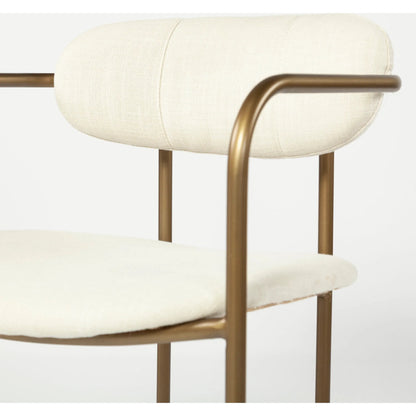 Parker Upholstered Seat Counter Stool by Mercana in beige. Made from metal in a unique style.