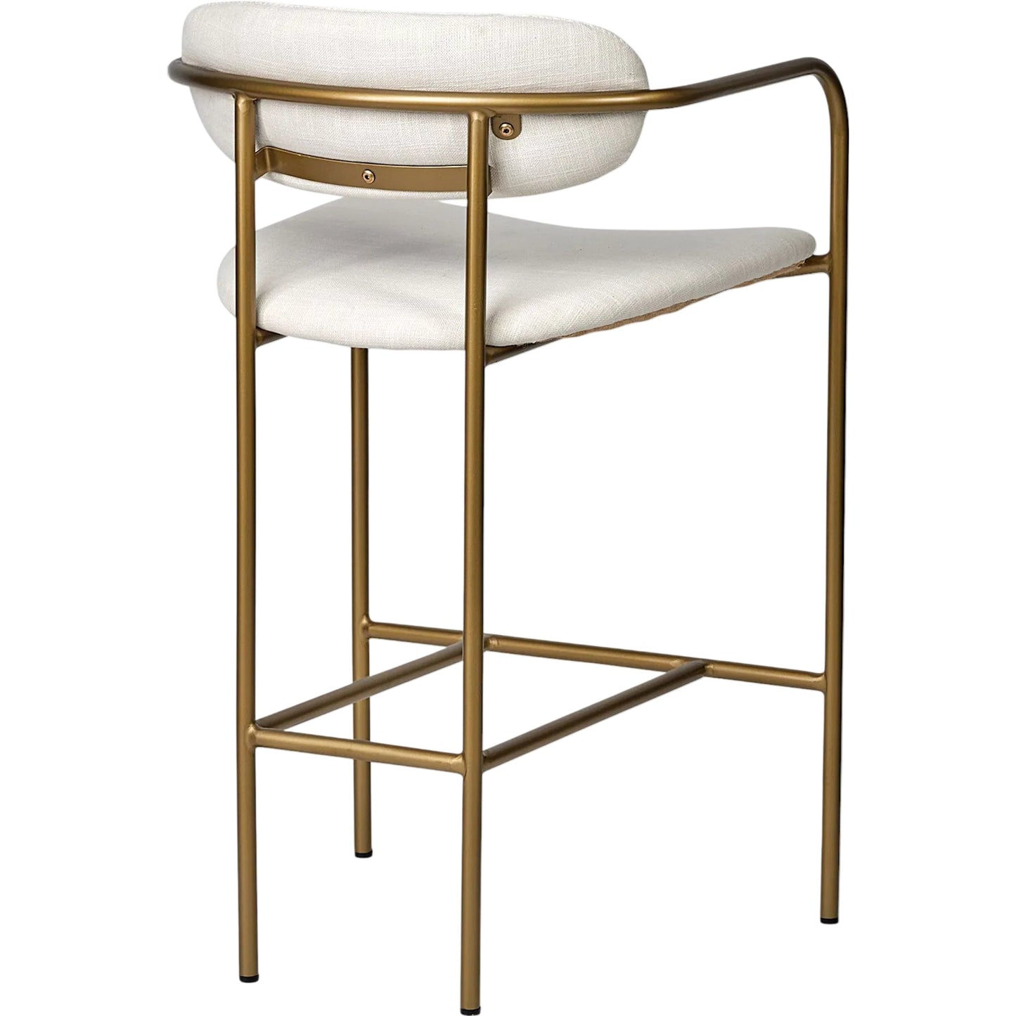 004 SI-2453282 | Closeup | Parker Upholstered Seat Counter Stool by Mercana in beige. Made from metal in a unique style.