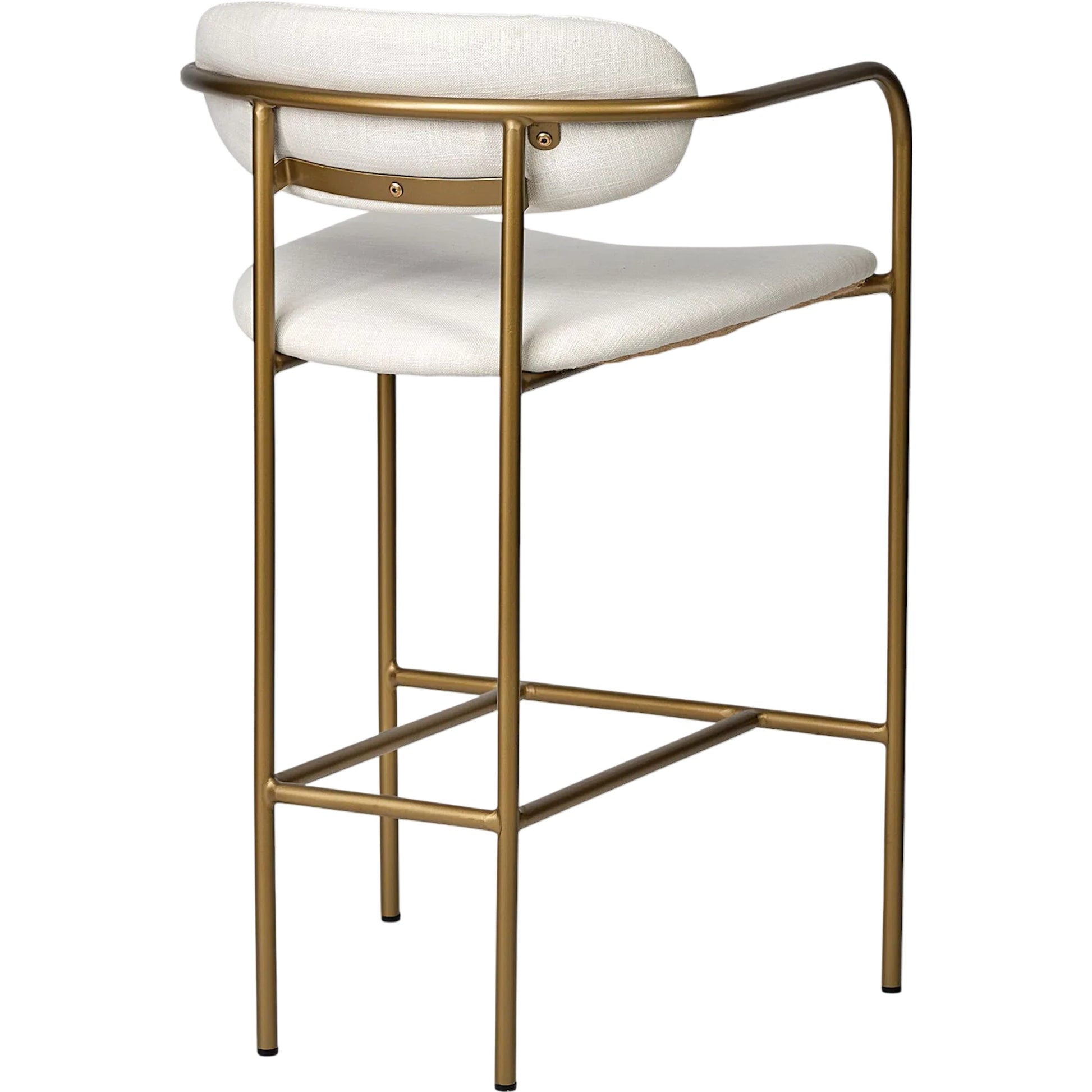 Parker Upholstered Seat Counter Stool by Mercana in beige. Made from metal in a unique style.