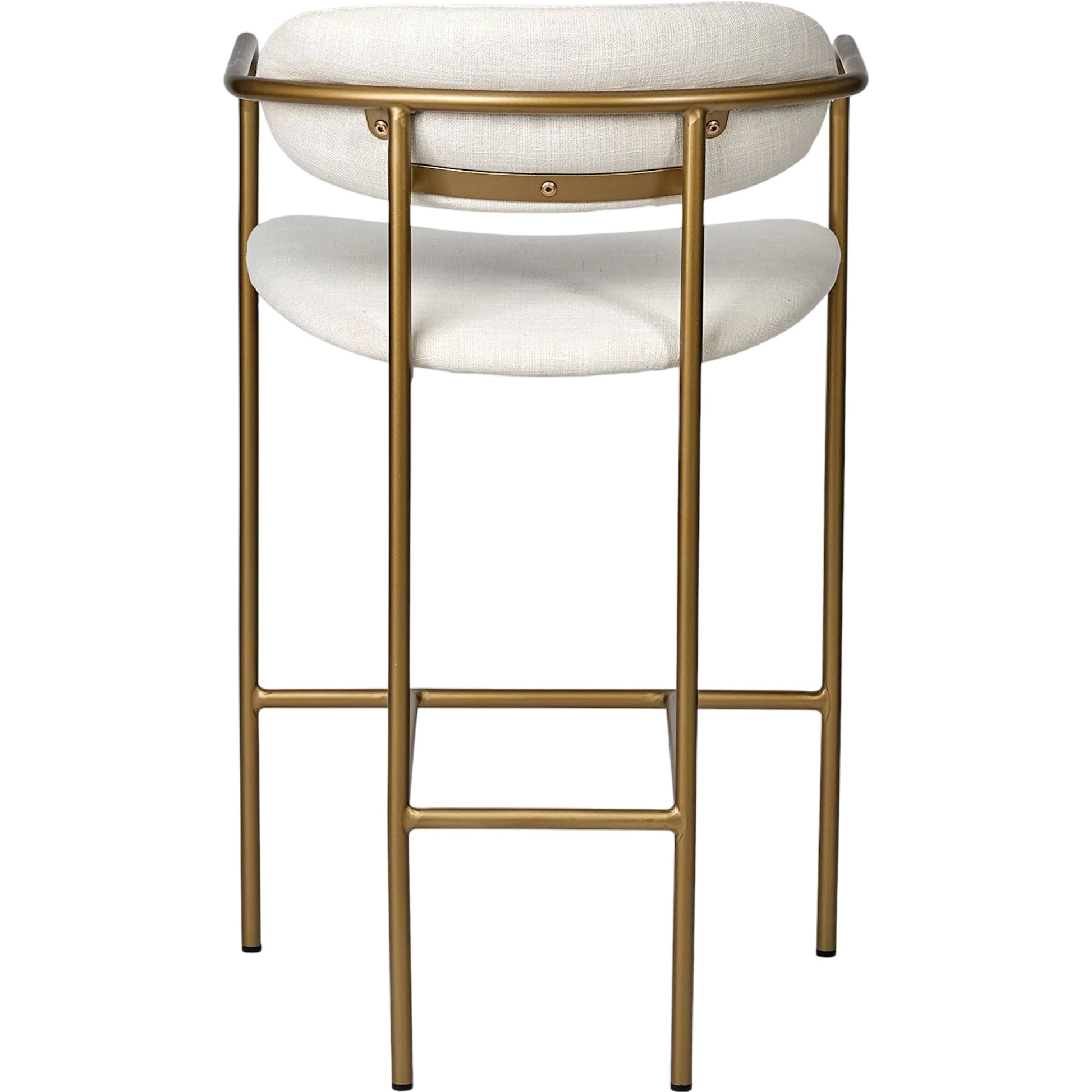 Parker Upholstered Seat Counter Stool by Mercana in beige. Made from metal in a unique style.