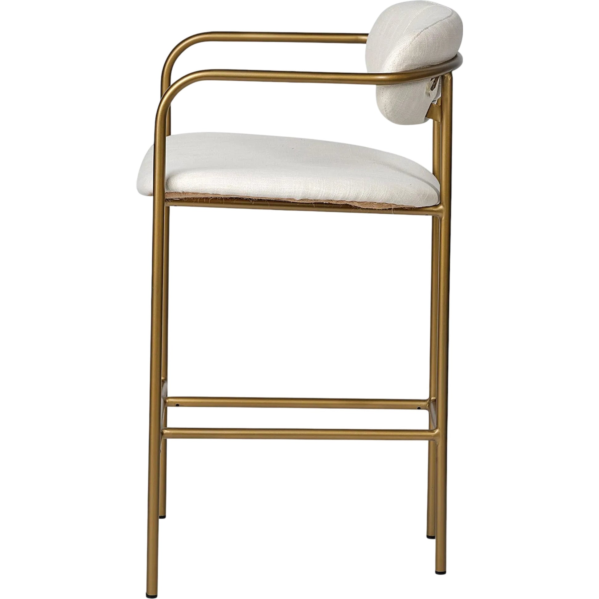 Parker Upholstered Seat Counter Stool by Mercana in beige. Made from metal in a unique style.