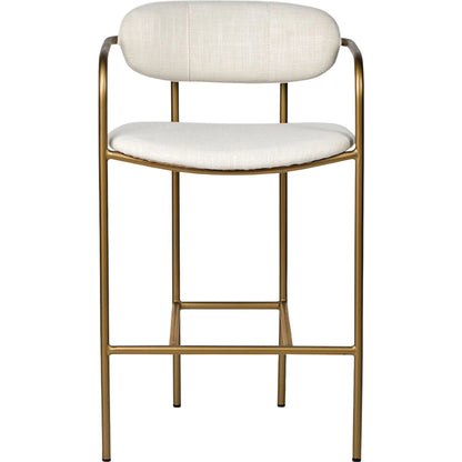 Parker Upholstered Seat Counter Stool by Mercana in beige. Made from metal in a unique style.