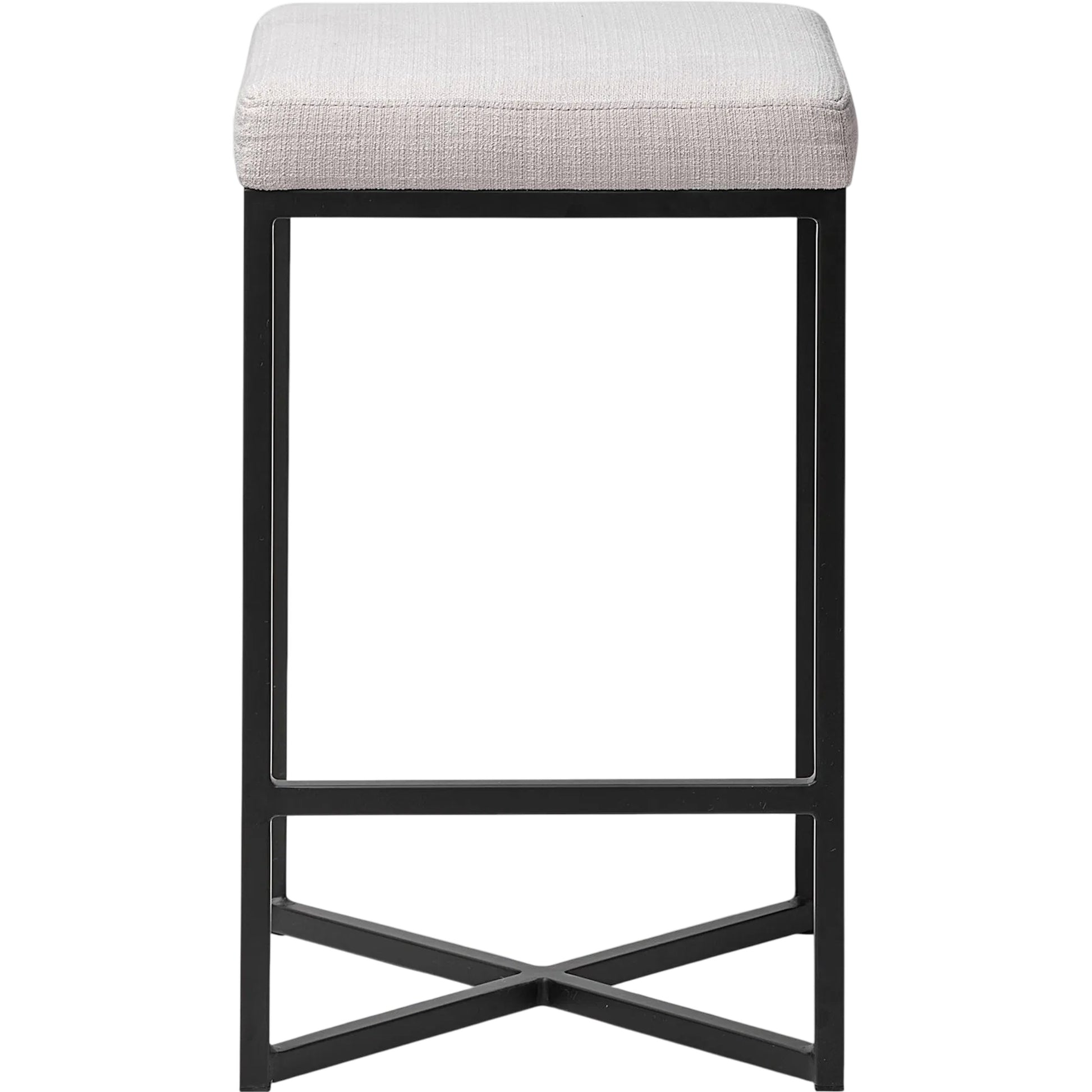 Frodo Fabric Seat Counter Stool by Mercana in black. Made from metal in a transitional style.