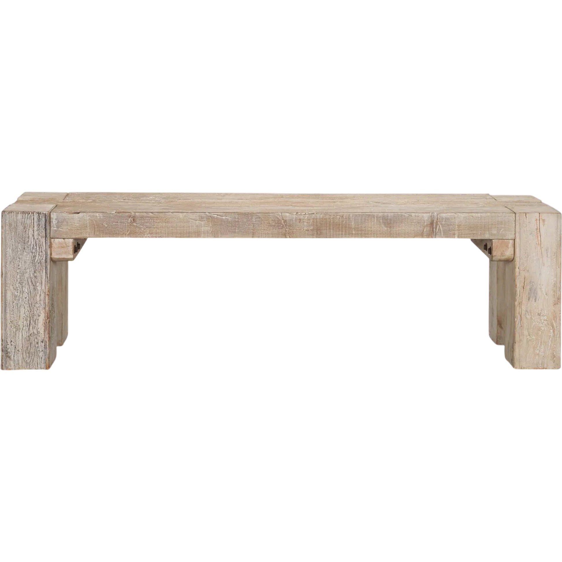McArthur Bench by Mercana in whitewash. Made from solid wood in a cottage & farmhouse style.