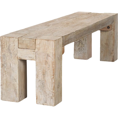 McArthur Bench by Mercana in whitewash. Made from solid wood in a cottage & farmhouse style.