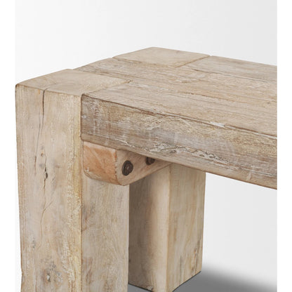 McArthur Bench by Mercana in whitewash. Made from solid wood in a cottage & farmhouse style.