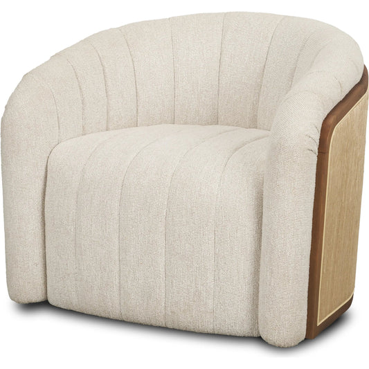 Fonda Accent Chair by Mercana in cream. Made from fabric in a unique style.