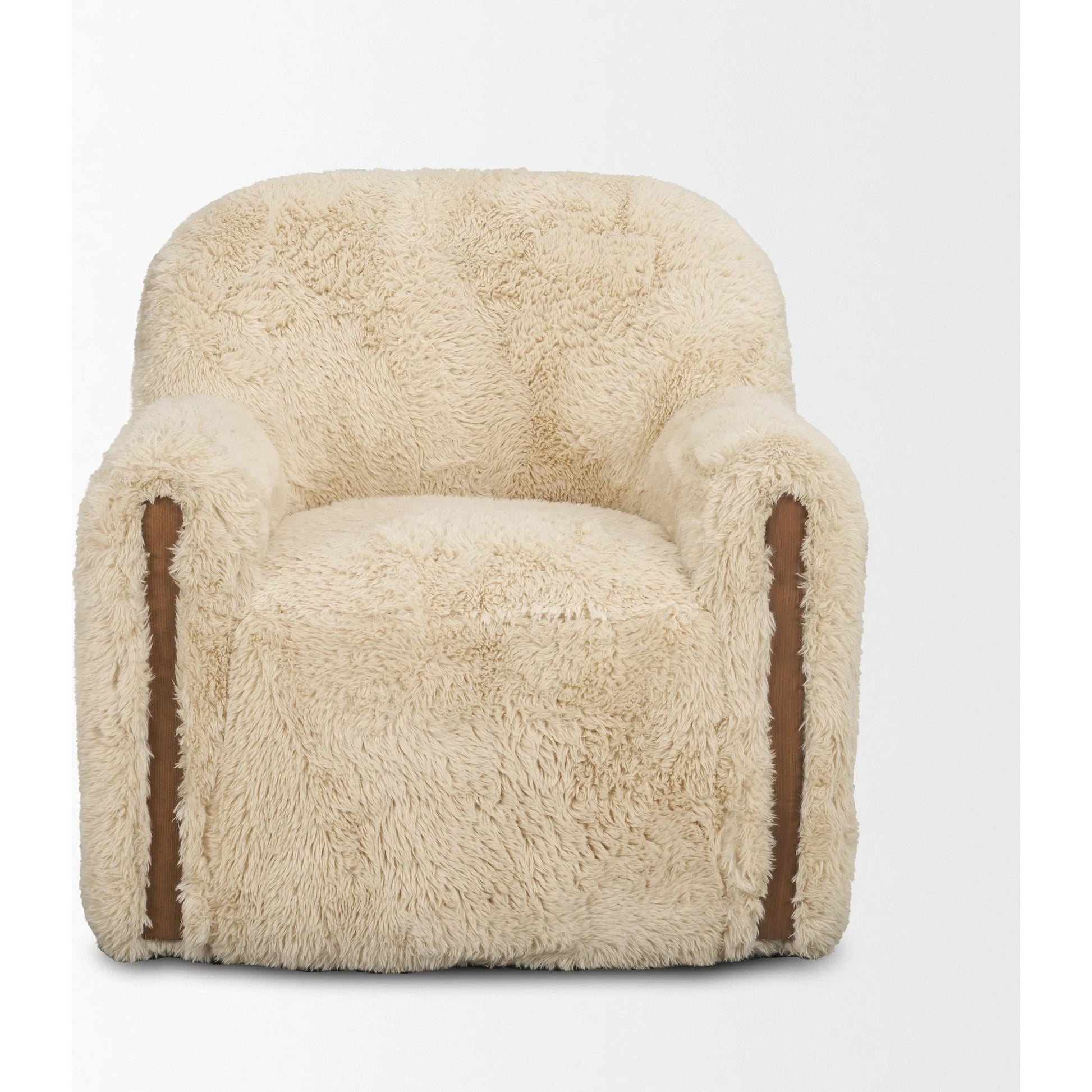Huntley Accent Chair by Mercana in cream. Made from polyester in a unique style.