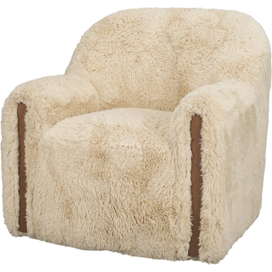 Huntley Accent Chair by Mercana in cream. Made from polyester in a unique style.