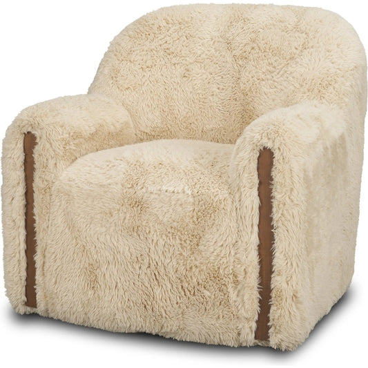 Huntley Accent Chair by Mercana in cream. Made from polyester in a unique style.