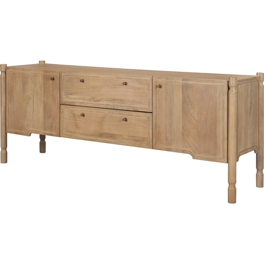 Phil Media Console by Mercana in light brown. Made from solid wood in a unique style.