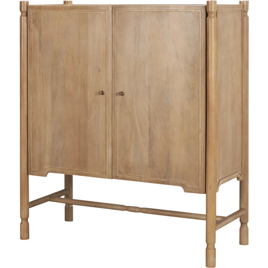 Phil Bar Cabinet by Mercana in light brown. Made from solid wood in a unique style.