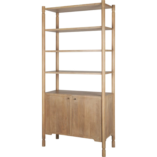 Phil Shelving Unit by Mercana in light brown. Made from solid wood in a unique style.