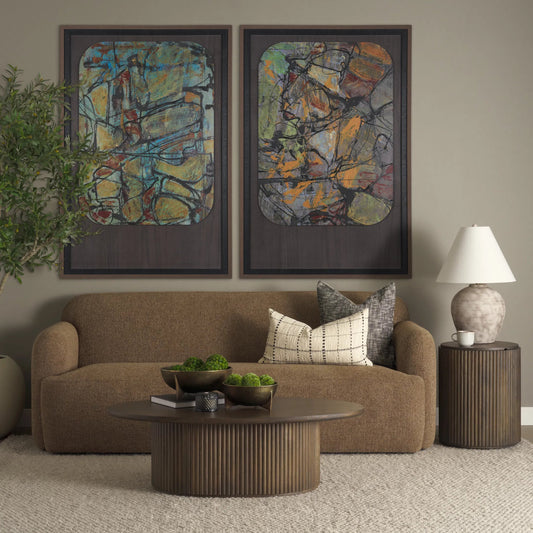 Saga Sofa by Mercana in mocha. Made from fabric in a unique style.
