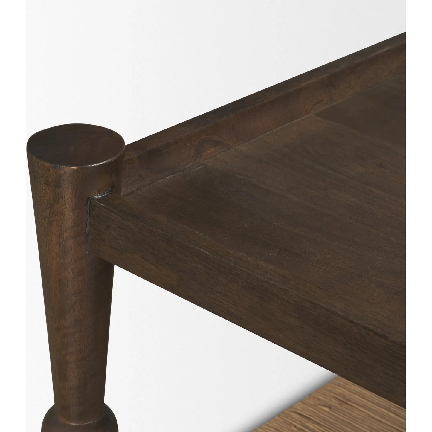 004 SI-2527746 | Closeup | Bondi Coffee Table by Mercana in dark brown. Made from solid wood in a unique style.