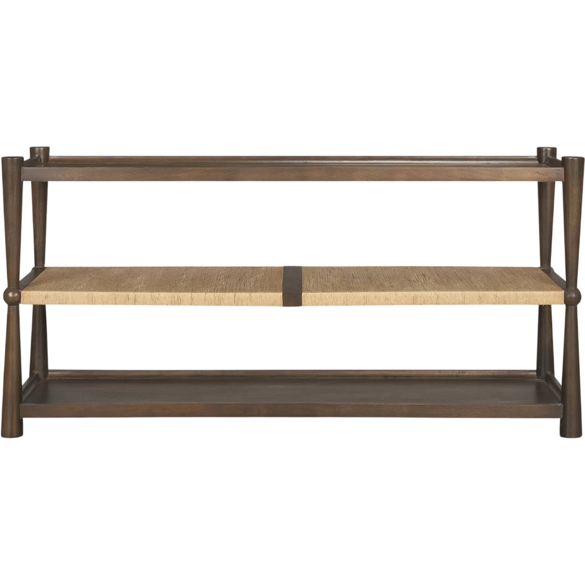 Bondi Console Table by Mercana in dark brown. Made from solid wood in a unique style.