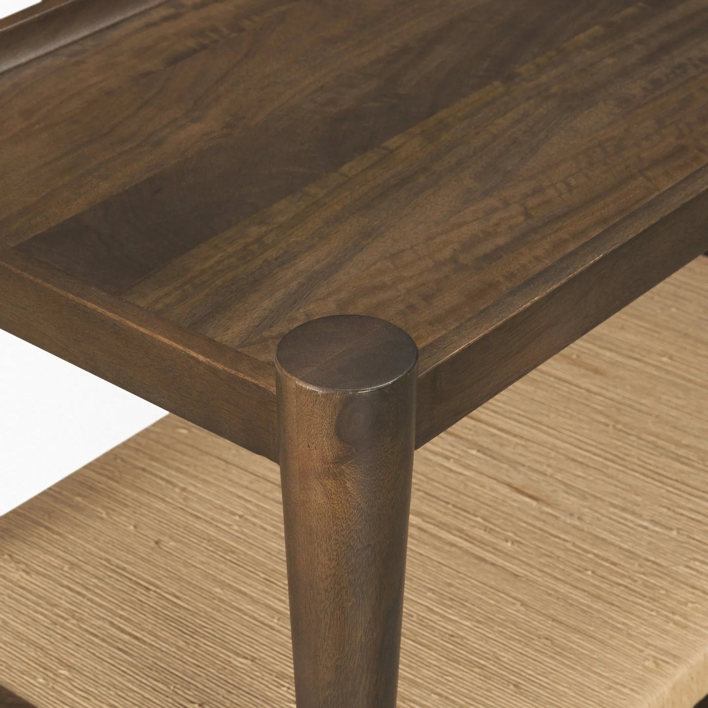 005 SI-2527747 | Closeup | Bondi Console Table by Mercana in dark brown. Made from solid wood in a unique style.