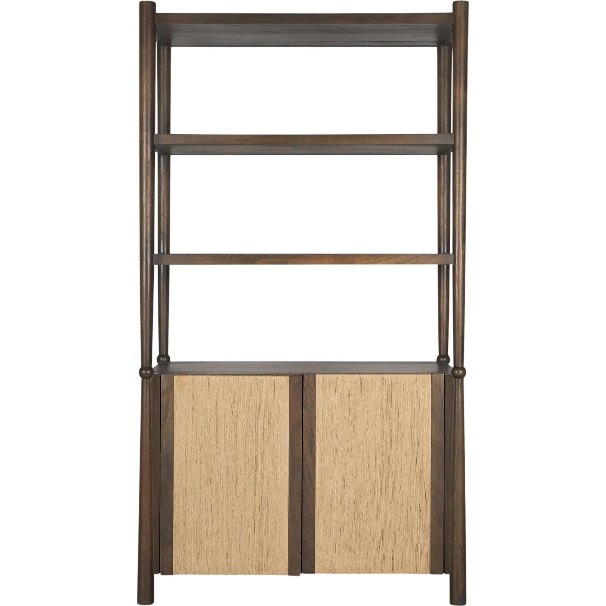 Bondi Open Shelving Unit by Mercana in dark brown. Made from solid wood in a unique style.
