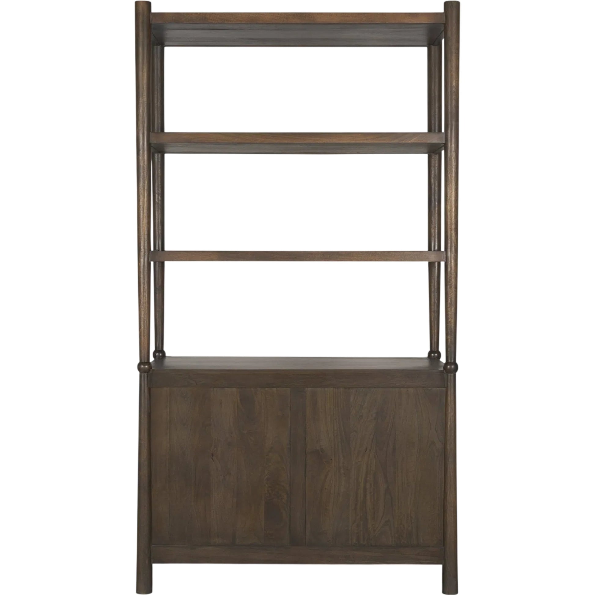 Bondi Open Shelving Unit by Mercana in dark brown. Made from solid wood in a unique style.