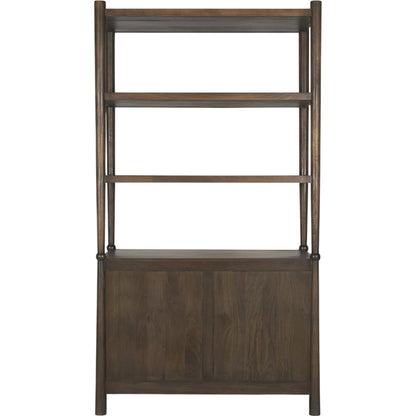 Bondi Open Shelving Unit by Mercana in dark brown. Made from solid wood in a unique style.