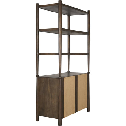 Bondi Open Shelving Unit by Mercana in dark brown. Made from solid wood in a unique style.