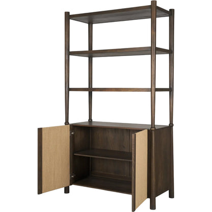 Bondi Open Shelving Unit by Mercana in dark brown. Made from solid wood in a unique style.