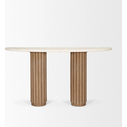 Marbrello Console Table by Mercana in beige. Made from solid wood in a unique style.