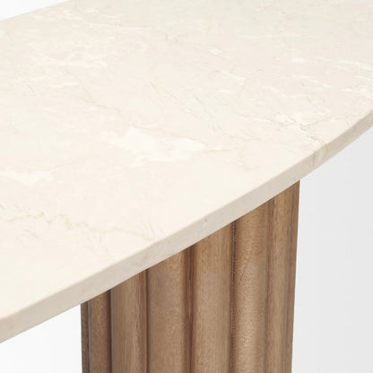 Marbrello Console Table by Mercana in beige. Made from solid wood in a unique style.